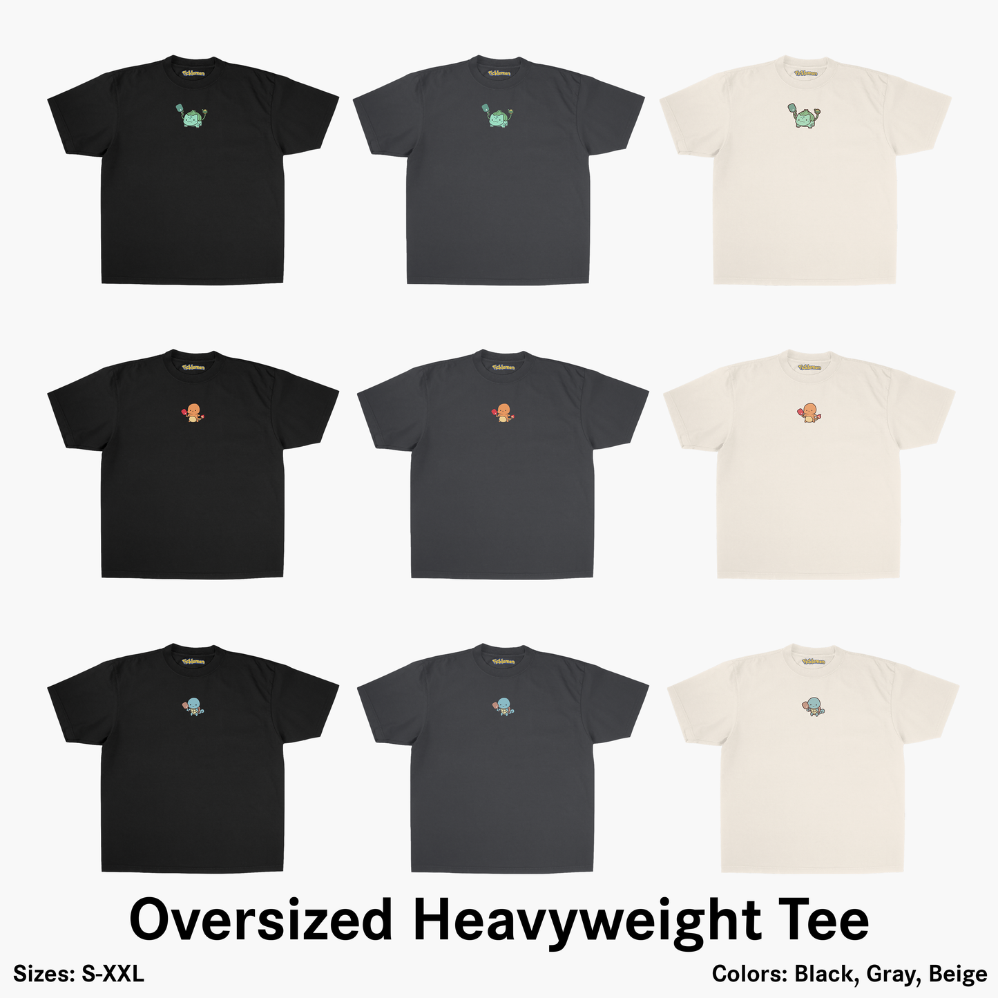 Kanto Starters 3-Pack Heavyweight Tees (PRE-ORDER)